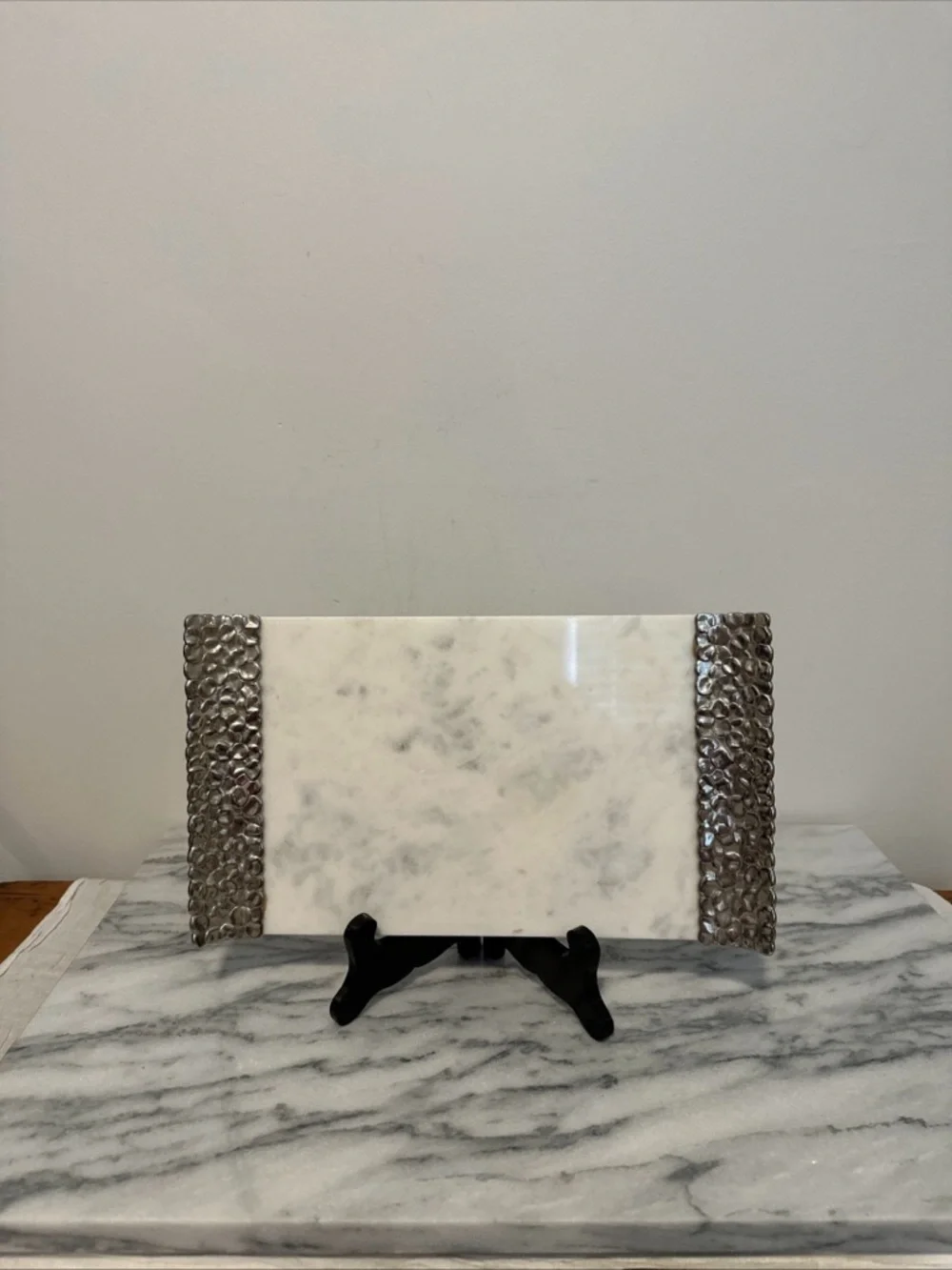 Michael Aram White Marble and Silver Accent Cheese/Serving Board